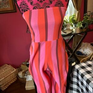 Boohoo Pink and Red Striped Top